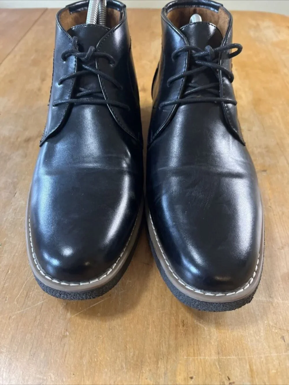 Deer Stags 9.5M Mens Bangor Chukka Boots Black Ankle Faux Leather Lace Up